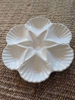 White Ceramic Coastal Inspired Serving Platter - Home Dining